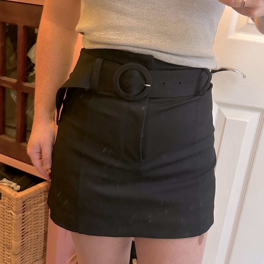 Zara Black High Waist Belted Skort